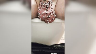 Added more 6 gauge piercings to my scrotum, slid my finger down my urethral using my precum