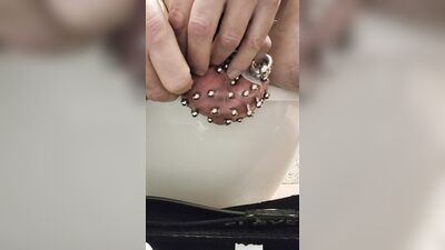 Added more 6 gauge piercings to my scrotum, slid my finger down my urethral using my precum