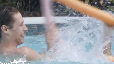 TWINKPOP - Sam Ledger Uses A Pool Noodle To Masturbate And Shae Reynolds Can't Resist The Temptation