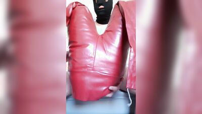 Red leather ass fucked