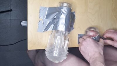 Horny guy double fucking pocket pussy