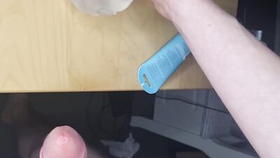 Horny guy double fucking pocket pussy