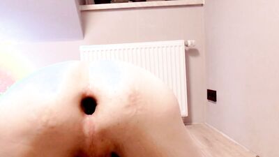 gay boy stuffed with 2 double dildos disappear up his asshole