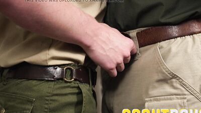 ScoutBoys Hung DILF Reece Scott barebacks cute scout in full uniform