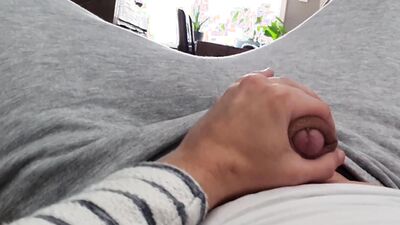 Just playing around on the couch that ends in two creamy white loads of cum