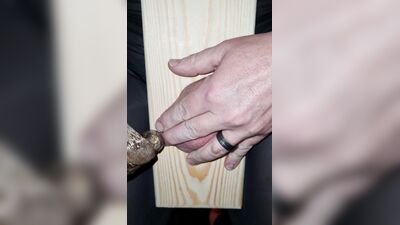 Nailing ball sack to wood