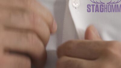Staghomme Leandro watches big uncut cock slide inside Bastian Karim