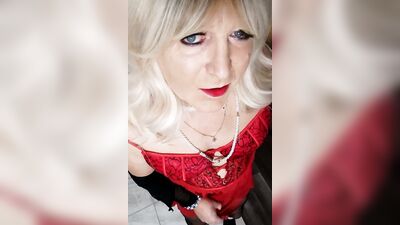 In black and darling red nightie!