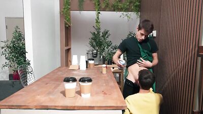 MEN - Sam Ledger Wants A Coffee But Ends Up Taking Joey Mills's Cock In His Mouth