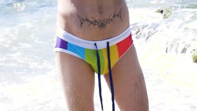 Horny boy finds a big cock at the beach & gets a raw fuck & facial