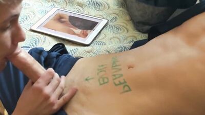 cute twink peeped as student jerked off his big cock after which the twink gave him a deep throat blowjob and asked him to enter