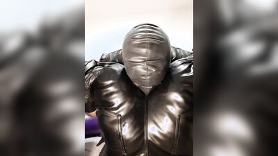Leather smoking cock cumming