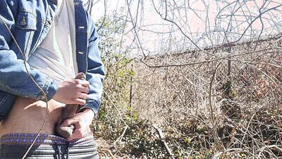 Huge Cumshot outdoors, big Dick. Public
