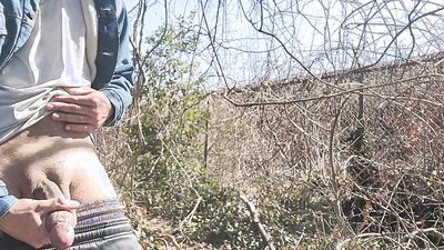 Huge Cumshot outdoors, big Dick. Public