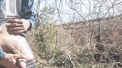 Huge Cumshot outdoors, big Dick. Public