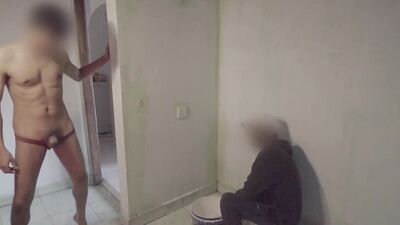 Honey guy shows off his dick to young worker