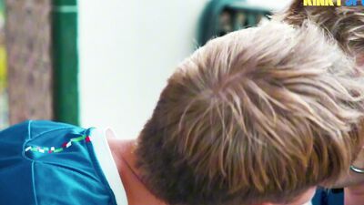 Young stud with a monstrous XXL cock dominates his submissive in sportswear.