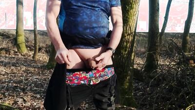 Jerking off in the woods next to the railway while trains pass by. Will there be sperm?