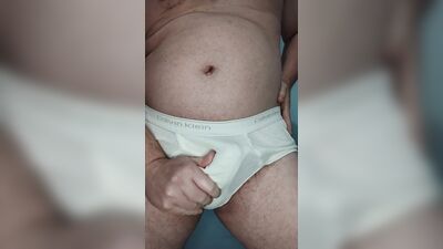 Bulge worship and jerk off instructions in Calvin Klein tighty whities