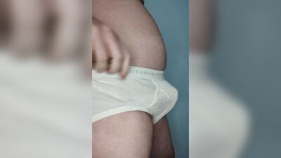 Bulge worship and jerk off instructions in Calvin Klein tighty whities