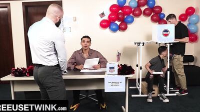 Cute Bottom Takes a Big White Election Night Erection ~ SayUncle ft. Amone Bane & BabyBear