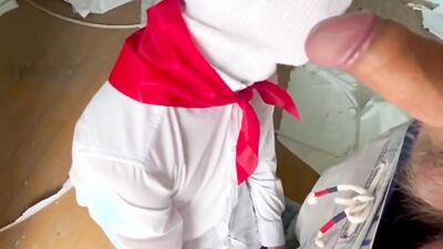 Young femba teenager flooded with dad! Hot video Conkke Pioneer!