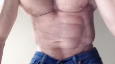 Madison flexes and drills his fleshjack, pulling out to cum