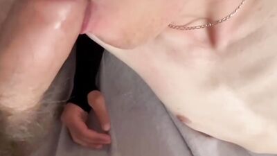 Femboy eats cum! Daddy gushes cum into the mouth of a young sissy twink!