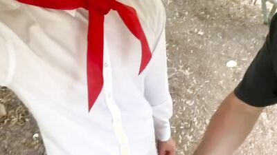 Young friends 18+ fuck in the ass after escaping from lessons