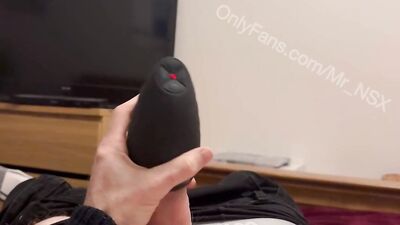 Edging my big cock using sex toy and hand until I was cumming over my stomach. Hung and horny BWC