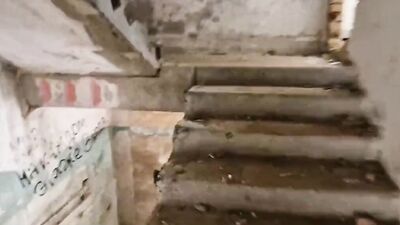 The student hid jerking off in an abandoned hospital, but I fucked him for it bareback