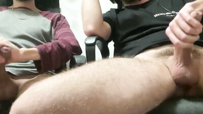 we jerk each other off, we cum