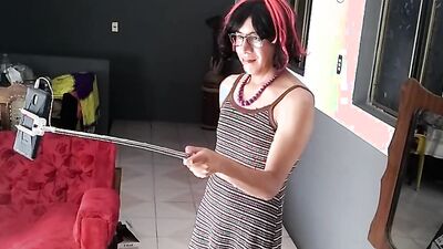 Joselynne Crossdresser In Heels Posing In Couch