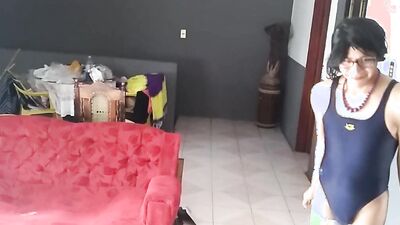 Joselynne Crossdresser In Blue SwingSuit WebShow