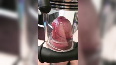 Mr Thick Dick 02: Milking Machine on an 8 inch thick uncut cock