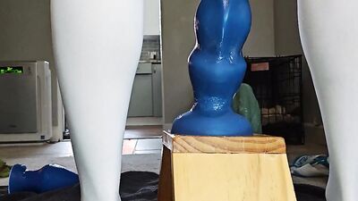 Sissy stretching hole to the max with Topped Toys Post, Tail Raiser, Hilt and All Night Toys Rexxx - asshole anal fuck hfo