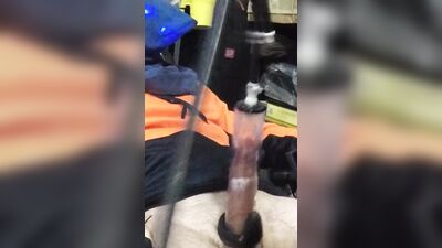 Milking Machine Session.15 - Uncut Married Tradie shoots 2 loads into milking machine