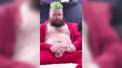 Wearing my Union Suit and Jacking on my Uncut Cock