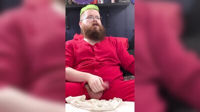 Wearing my Union Suit and Jacking on my Uncut Cock