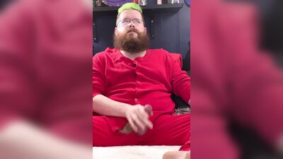 Wearing my Union Suit and Jacking on my Uncut Cock