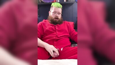 Wearing my Union Suit and Jacking on my Uncut Cock