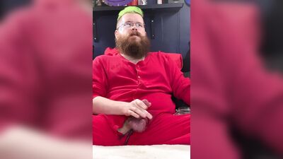 Wearing my Union Suit and Jacking on my Uncut Cock