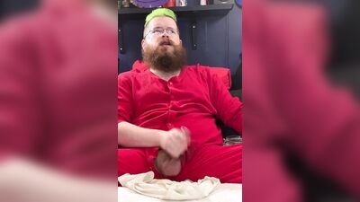 Wearing my Union Suit and Jacking on my Uncut Cock