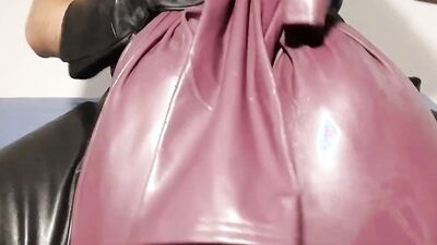 Fucking cum stained purple leather ass
