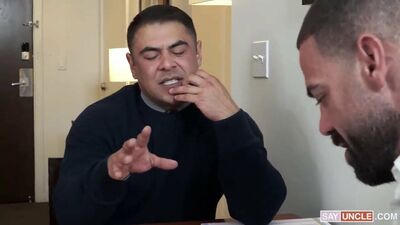 Barded guy is nailing his mate's ass with his dong