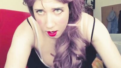 Femboy is flashing his pecker in front of the camera