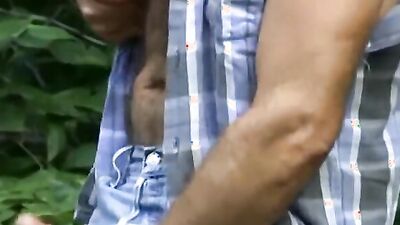Joe Raven gets naked in the woods and strokes his boner