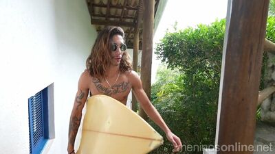 Long haired chap is shoving a cock into neighbor's tight ass