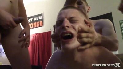 One twink is being brutally fucked by his kinky classmates