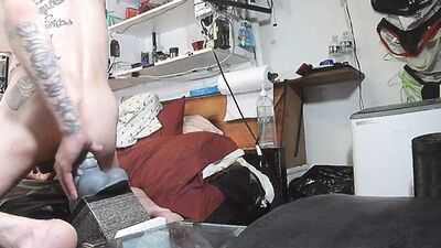Wild anal play and self piss enema makes sexy squirting rosebud and jerking off with cumshot